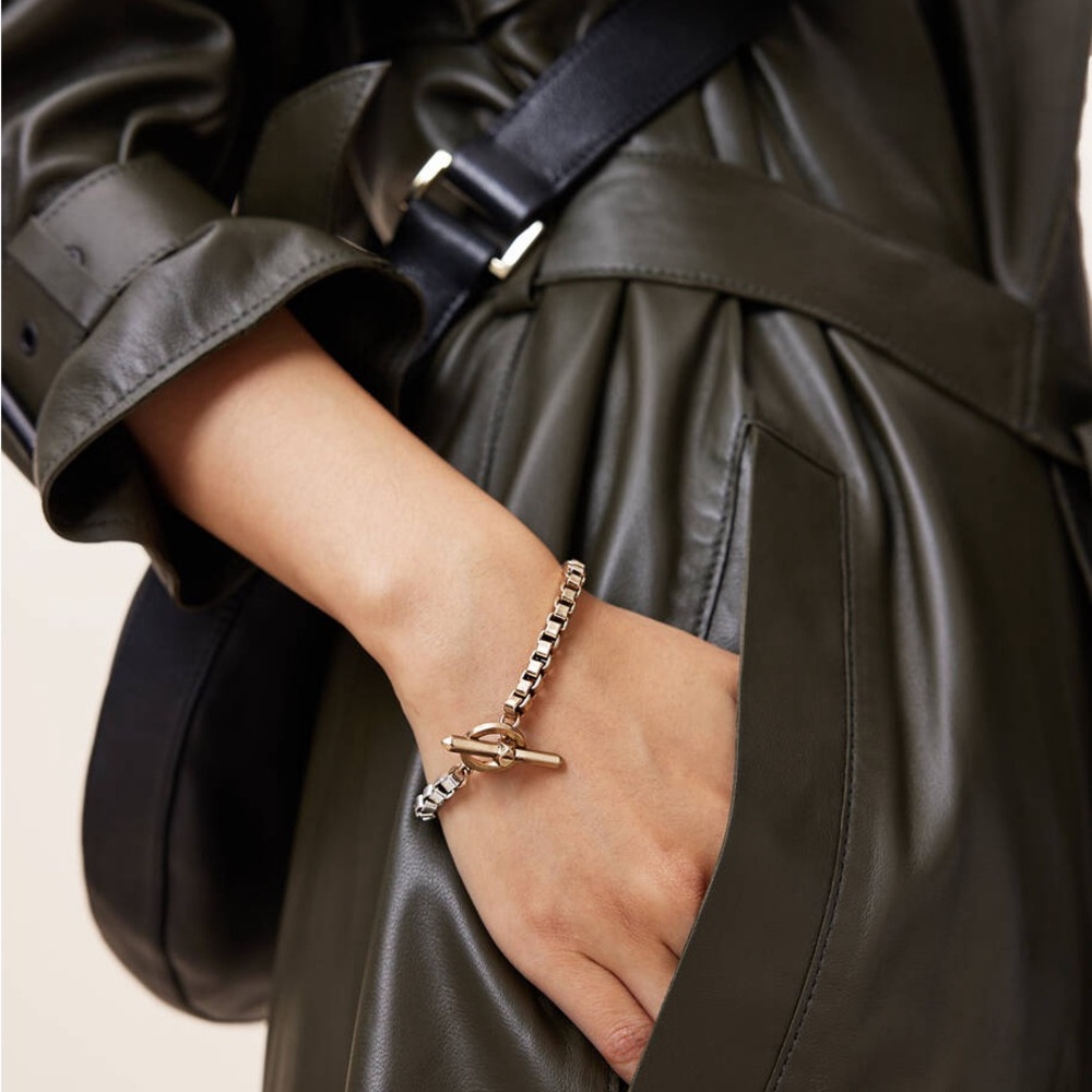 All Saints Two Tone Box Chain Toggle Bracelet